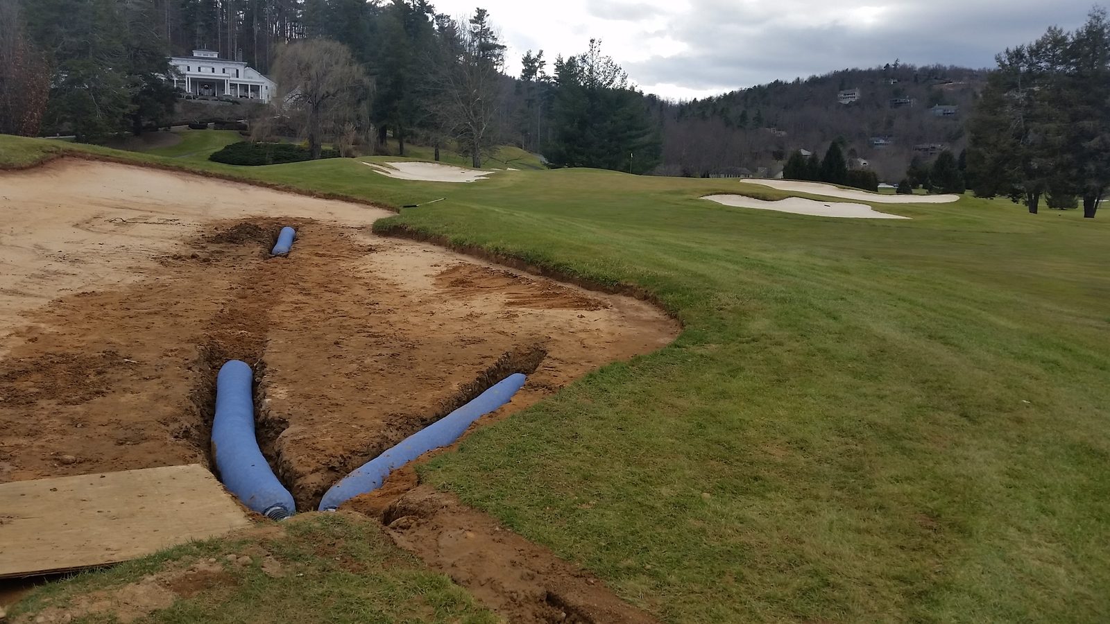 Bunker drainage and repair work in progress