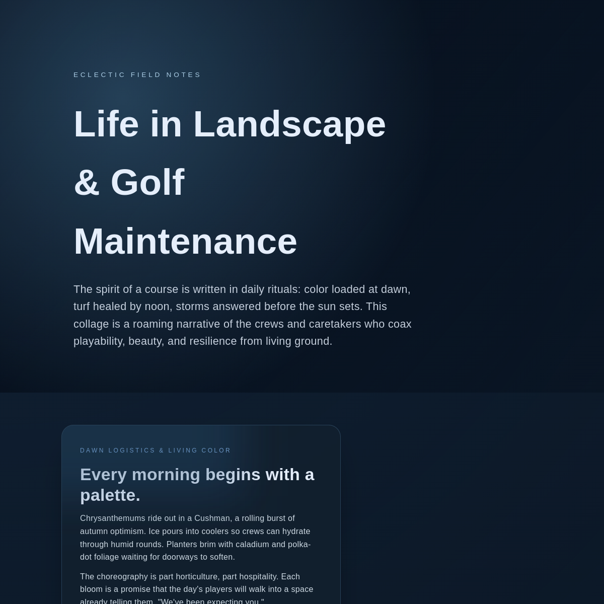 Screenshot of the Life in Landscape & Golf Maintenance narrative collage.